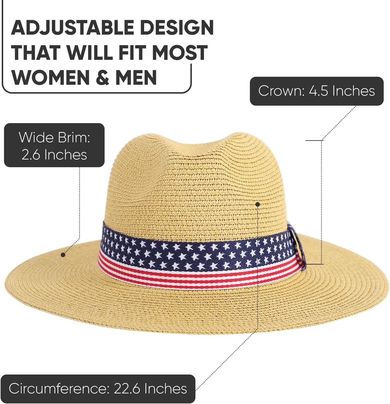 Wide Brim Straw Panama Hat - Stylish Lightweight, Breathable Men's & Women's Fedoras Provide Excellent UV Protection