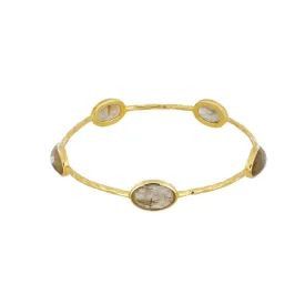Yellow Gold Vermeil & Rutilated Quartz Five Stone Bangle