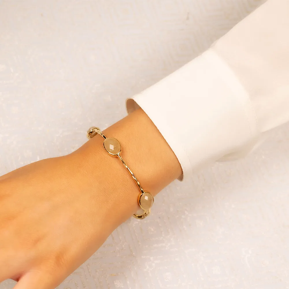 Yellow Gold Vermeil & Rutilated Quartz Five Stone Bangle