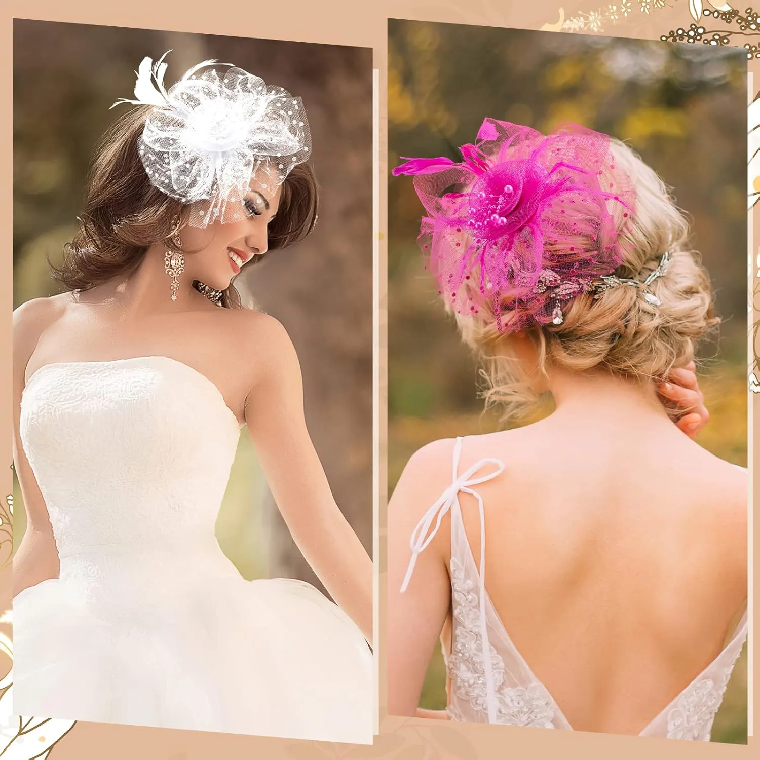 Yunsailing 8 Pcs Fascinators Hat Flower Mesh Tea Party Hat Fascinator Veil Headband for Women Party Wedding