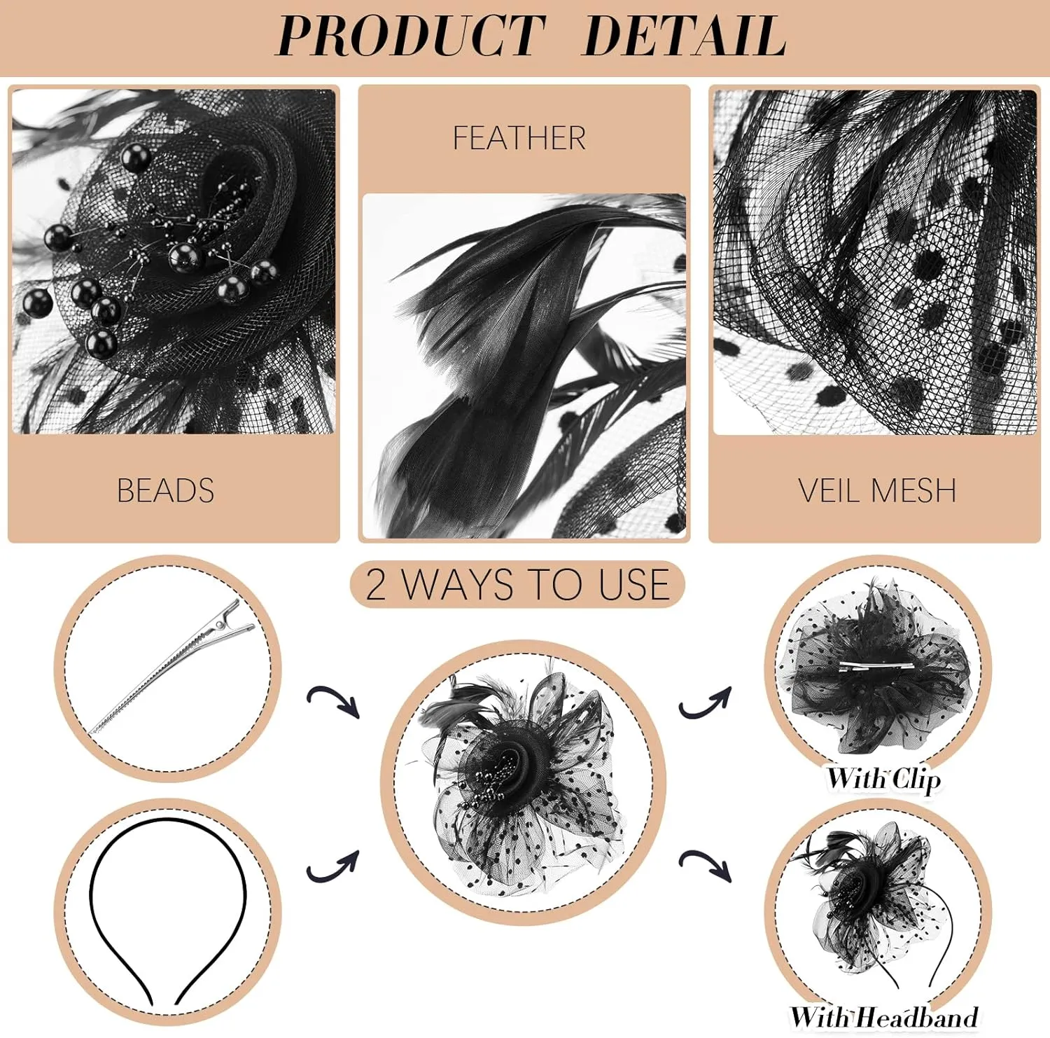 Yunsailing 8 Pcs Fascinators Hat Flower Mesh Tea Party Hat Fascinator Veil Headband for Women Party Wedding
